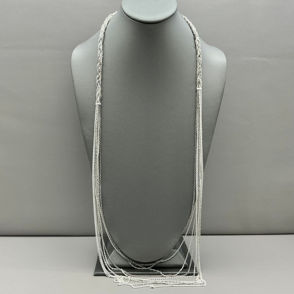 Necklace Womens Silver Tone Multi Strandโ Layered Braided Chain 30-33 Inches